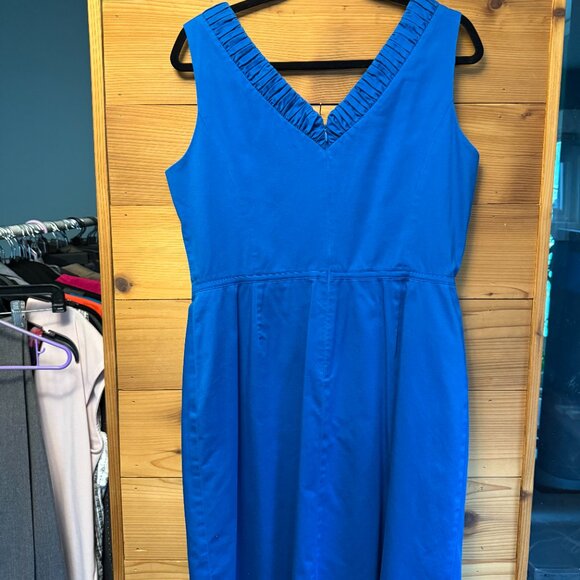 Tahari Arthur S. Levine Blue V Neck Dress - 14 - Picture 4 of 6